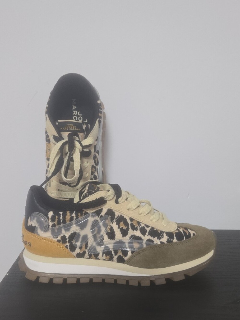 Marc Jacobs Leopard Print Jogger Sneakers - Yellow/Black/Olive - Picture 4 of 4